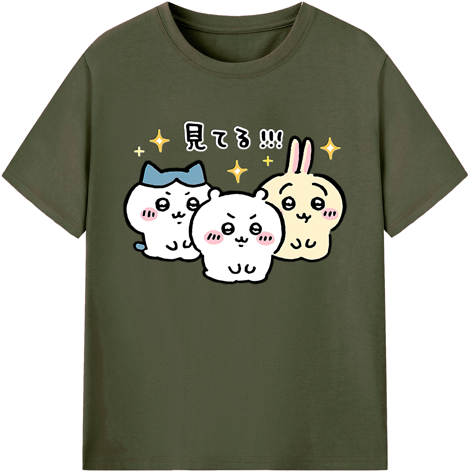 （画像用） ちいかわ ハチワレ Chii-kawa hachiware 綿100％ メンズ半袖Tシャツ｜肌触りやわらか＆通気性